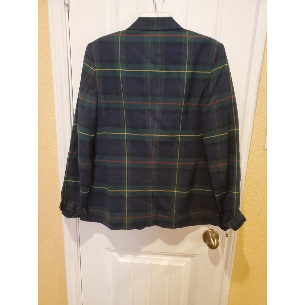 Lauren Ralph Lauren Navy Green Plaid Blazer with Gold Monogram - Picture 14 of 15